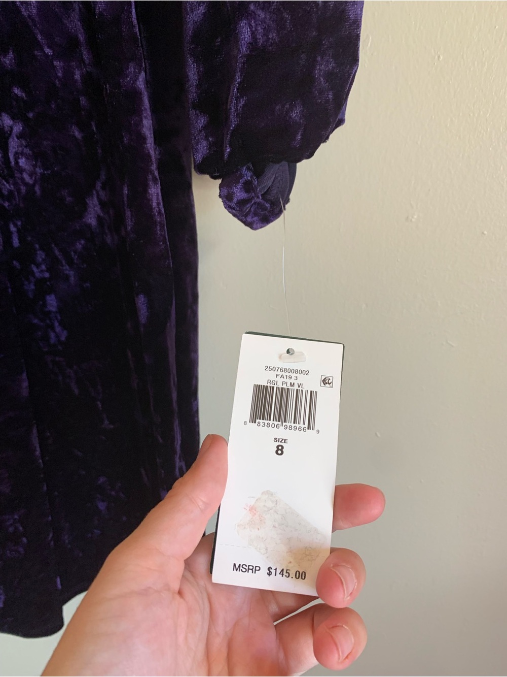 Lauren Ralph Lauren NWT New Purple Velvet Wrap Dress Long Sleeve Women Size 8 - Picture 3 of 5